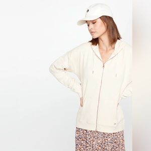 VOLCOM LIVED IN LOUNGE ZIP JACKET & SHORTS SET - CREAM